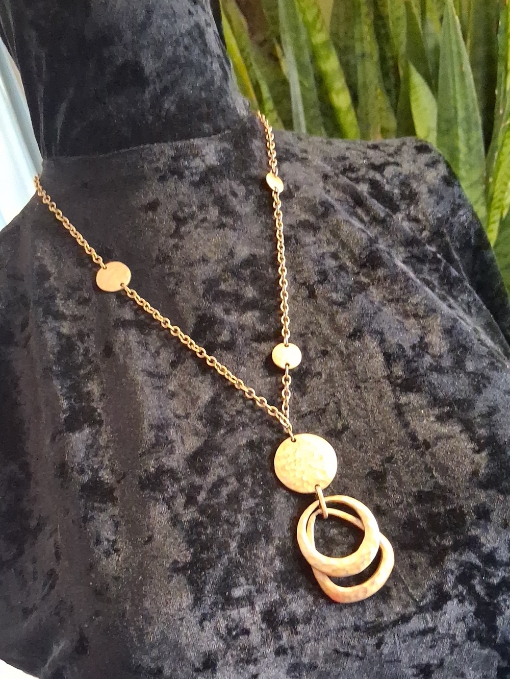 Gold-Tone Hammered Circle Pendant Necklace - Women's Jewelry
